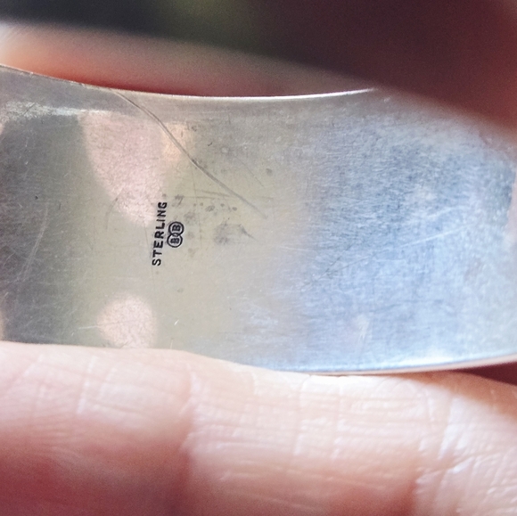 Vintage Sterling Silver 925 Bald 6/7" wide Cuff Bracelet Sign BB - Picture 3 of 6